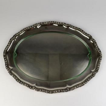 Silver Tray - clear glass, silver - 1920